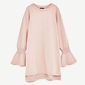 Zara Plush Dress With Flared Sleeves